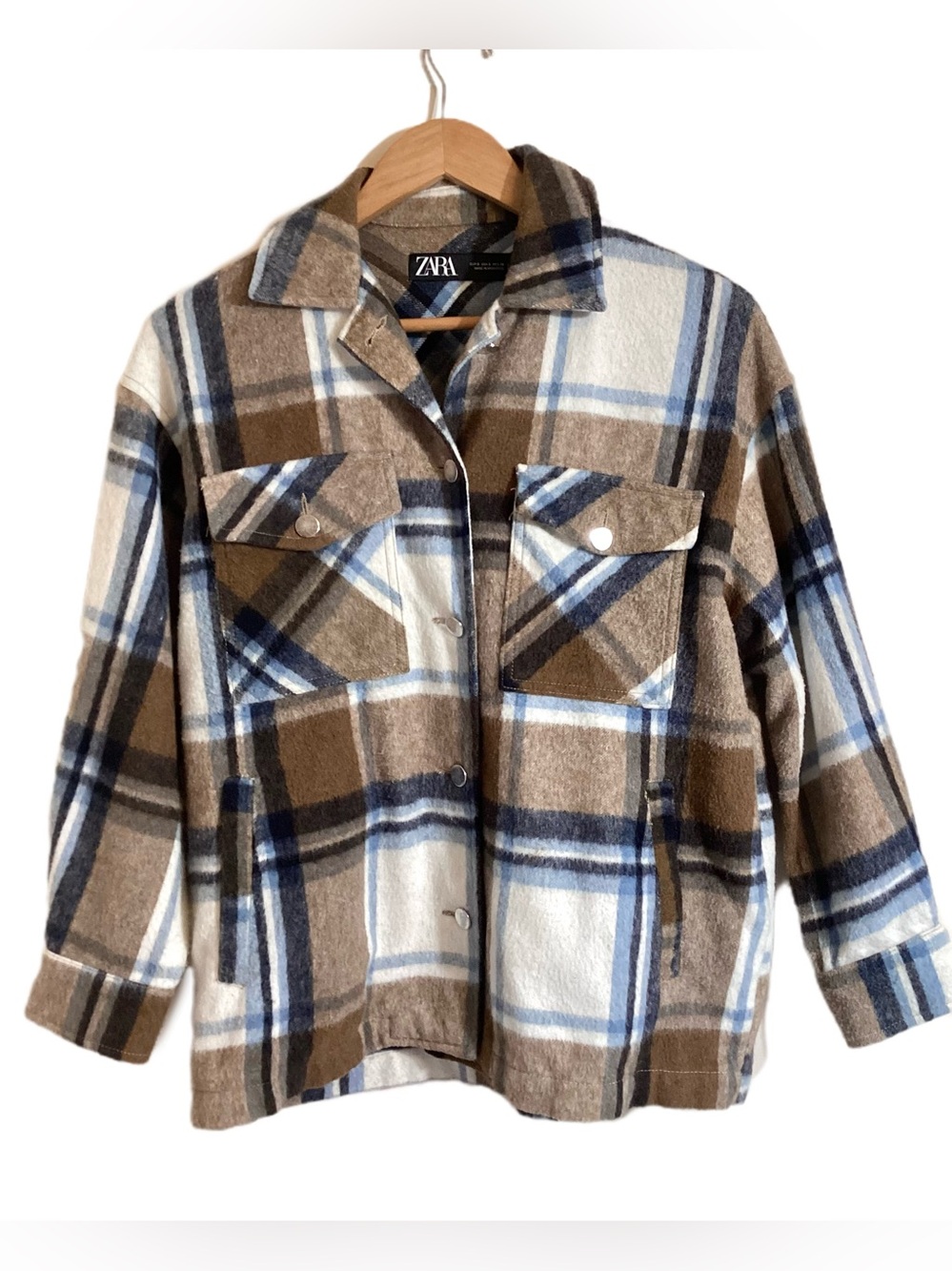 Zara Oversized Shacket Size S Plaid Flannel